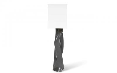  Amorph Ana Table Lamp Gray Lacquer With Ivory Silk Shade