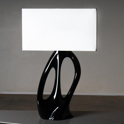  Amorph Ana Table Lamp in Black Glossy Lacquer and Ivory silk shade by Amorph