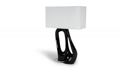  Amorph Ana Table Lamp in Black Glossy Lacquer and Ivory silk shade by Amorph