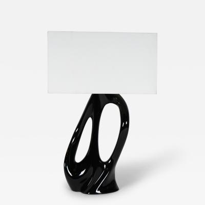  Amorph Ana Table Lamp in Black Glossy Lacquer and Ivory silk shade by Amorph