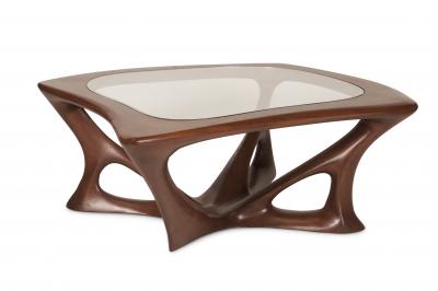  Amorph Ariella Coffee Table Solid Wood Walnut Stained with Glass Top
