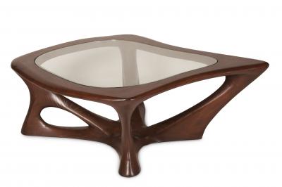  Amorph Ariella Coffee Table Solid Wood Walnut Stained with Glass Top