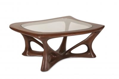  Amorph Ariella Coffee Table Solid Wood Walnut Stained with Glass Top