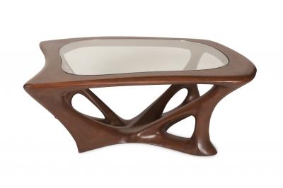 Amorph Ariella Coffee Table Solid Wood Walnut Stained with Glass Top