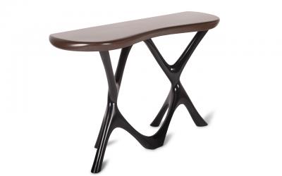  Amorph Avatar Console Table in Walnut Wood and Black Lacquer
