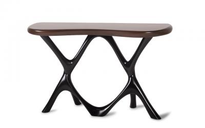  Amorph Avatar Console Table in Walnut Wood and Black Lacquer