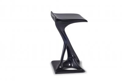  Amorph Bar Stool Lacquer Dark Gray Metallic Finish Contemporary Modern