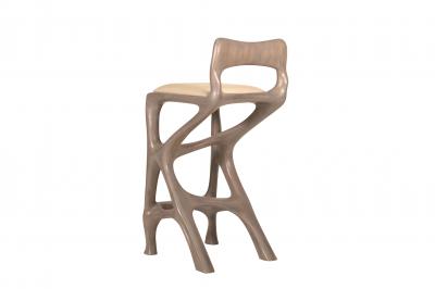  Amorph Chimera Barstool With Back Gray Oak Finish