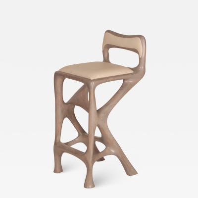  Amorph Chimera Barstool With Back Gray Oak Finish