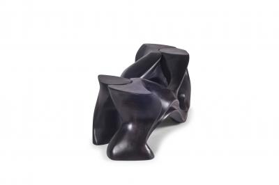  Amorph Contemporary Sculaptural Coffee Table Solid Ash Wood with Graphite Walnut Stain