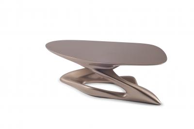 Amorph Contemporary Small Coffee Table Lacquer Finish Diagonal Leg Oval Shaped