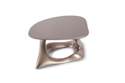 Amorph Contemporary Small Coffee Table Lacquer Finish Diagonal Leg Oval Shaped