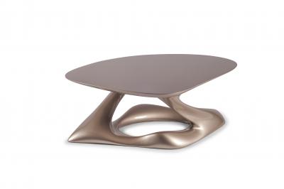 Amorph Contemporary Small Coffee Table Lacquer Finish Diagonal Leg Oval Shaped