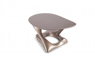 Amorph Contemporary Small Coffee Table Lacquer Finish Diagonal Leg Oval Shaped