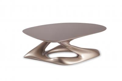 Amorph Contemporary Small Coffee Table Lacquer Finish Diagonal Leg Oval Shaped