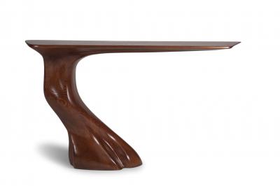  Amorph Contemporary Solid Ash Wood Console Table Walnut Finish