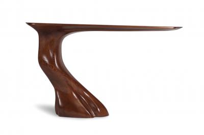  Amorph Contemporary Solid Ash Wood Console Table Walnut Finish