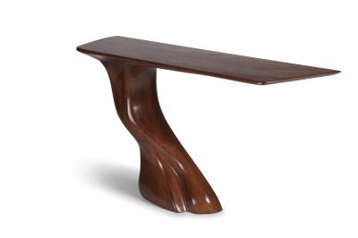  Amorph Contemporary Solid Ash Wood Console Table Walnut Finish