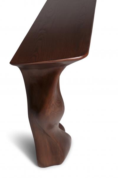  Amorph Contemporary Solid Ash Wood Console Table Walnut Finish