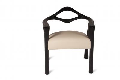  Amorph Darcey Dining Chair Ebony Stained with Off White Leather