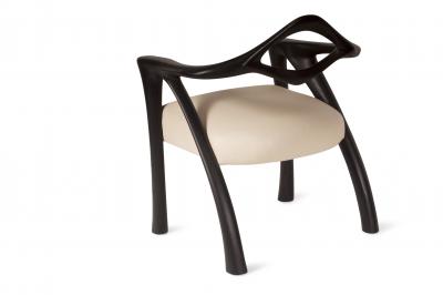  Amorph Darcey Dining Chair Ebony Stained with Off White Leather