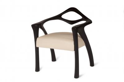  Amorph Darcey Dining Chair Ebony Stained with Off White Leather