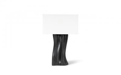  Amorph Doris Table lamp Ebony stain in Ash wood with Ivory Silk shade