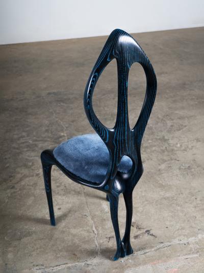  Amorph Fey Dining Chair Ebony Stain with blue Serused on Ash wood by Amorph