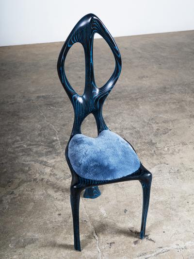  Amorph Fey Dining Chair Ebony Stain with blue Serused on Ash wood by Amorph