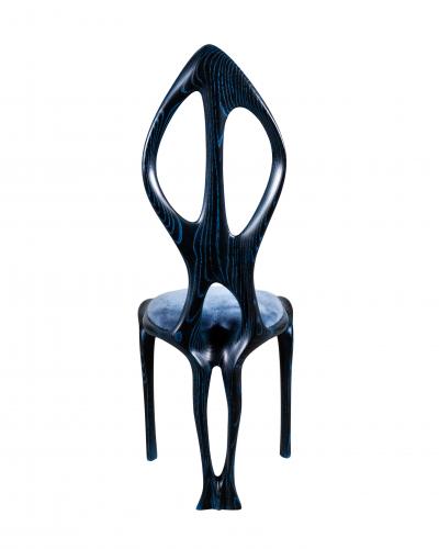  Amorph Fey Dining Chair Ebony Stain with blue Serused on Ash wood by Amorph