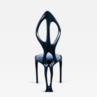  Amorph Fey Dining Chair Ebony Stain with blue Serused on Ash wood by Amorph