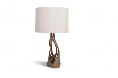 Amorph Helix Table Lamp Cast Bronze with Ivory Silk Shade