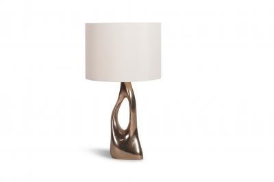 Amorph Helix Table Lamp Cast Bronze with Ivory Silk Shade