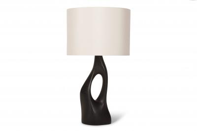  Amorph Helix Table Lamp Ebony Stained with Ivory Silk Shade