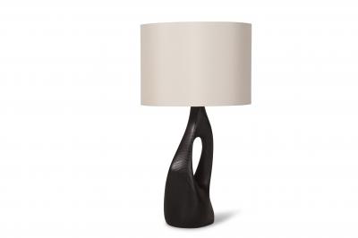  Amorph Helix Table Lamp Ebony Stained with Ivory Silk Shade