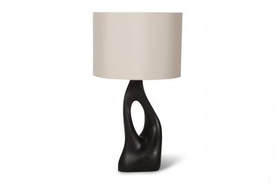  Amorph Helix Table Lamp Ebony Stained with Ivory Silk Shade