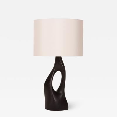  Amorph Helix Table Lamp Ebony Stained with Ivory Silk Shade