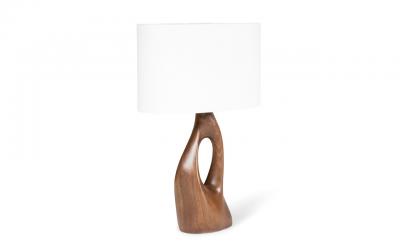 Amorph Helix Table Lamp Natural stain on walnut wood with Oval Ivory Silk shade