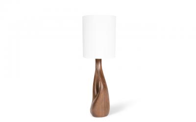  Amorph Helix Table Lamp Natural stain on walnut wood with Oval Ivory Silk shade