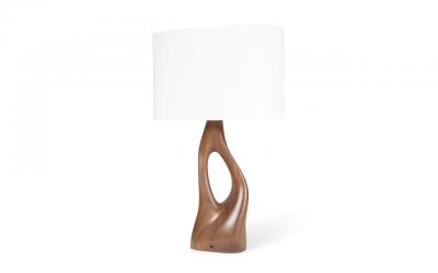  Amorph Helix Table Lamp Natural stain on walnut wood with Oval Ivory Silk shade