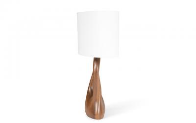  Amorph Helix Table Lamp Natural stain on walnut wood with Oval Ivory Silk shade