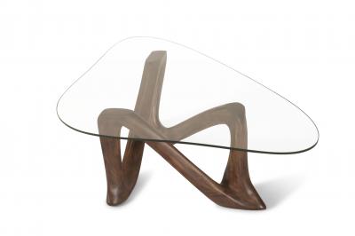  Amorph Hermosa Coffee Table in Solid Wood and Graphite Walnut Stain and Glass Top