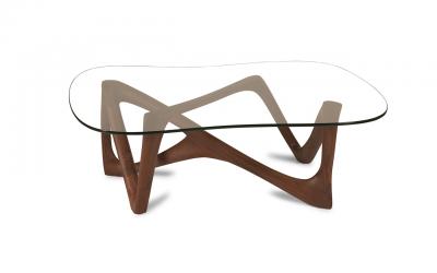  Amorph Ivy Coffee Table in Walnut Wood with Natural Stain and 1 2 Tempered Glass