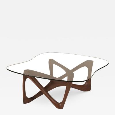  Amorph Ivy Coffee Table in Walnut Wood with Natural Stain and 1 2 Tempered Glass