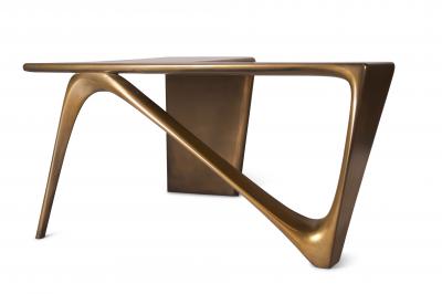  Amorph L Shape Contemporary Desk with Gold Finish by Amorph