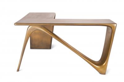  Amorph L Shape Contemporary Desk with Gold Finish by Amorph