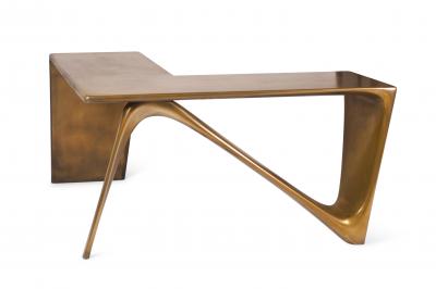  Amorph L Shape Contemporary Desk with Gold Finish by Amorph