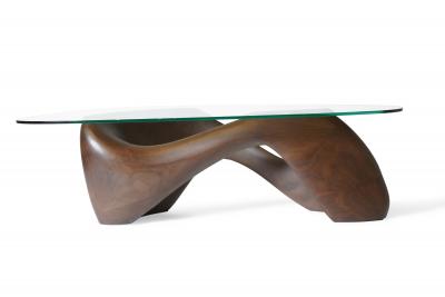  Amorph Lust coffee table in Montana stain on Walnut wood with glass