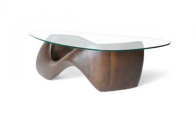  Amorph Lust coffee table in Montana stain on Walnut wood with glass