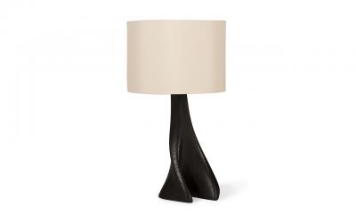  Amorph Nile Table Lamp Ash Wood Ebony Stain with Ivory Silk Shade